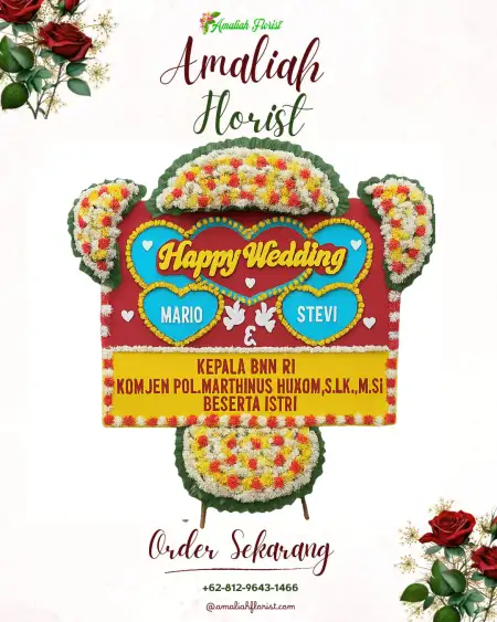 Papan Bunga Pernikahan Putih